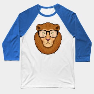 Lion as Nerd with Glasses Baseball T-Shirt